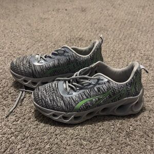 Kids Gray and Green Athletic Shoes